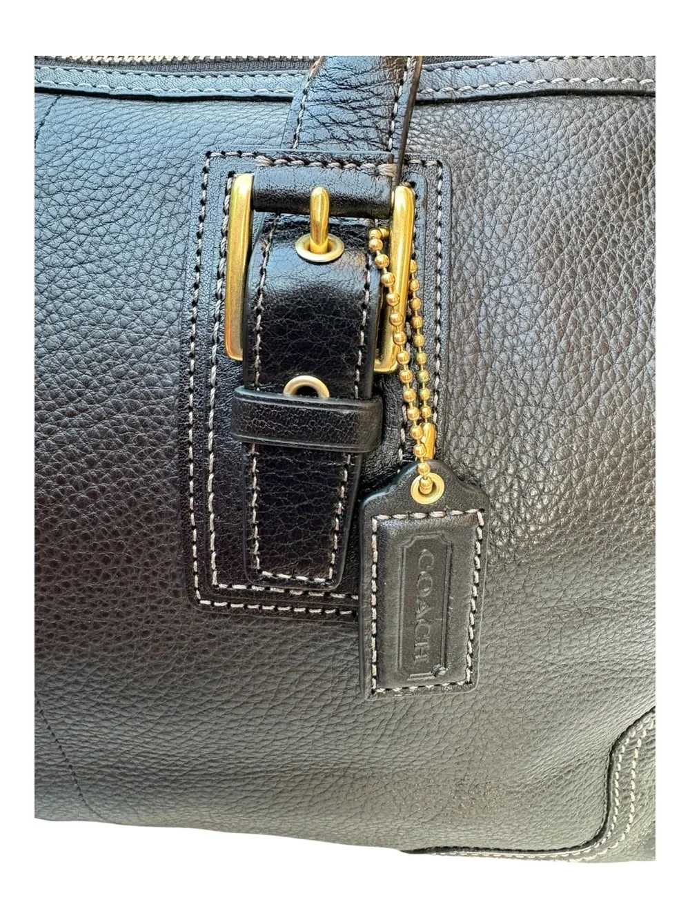 Coach Hamilton Black Pebbled Leather Satchel Crossbody Gold-Tone Hardware F12444